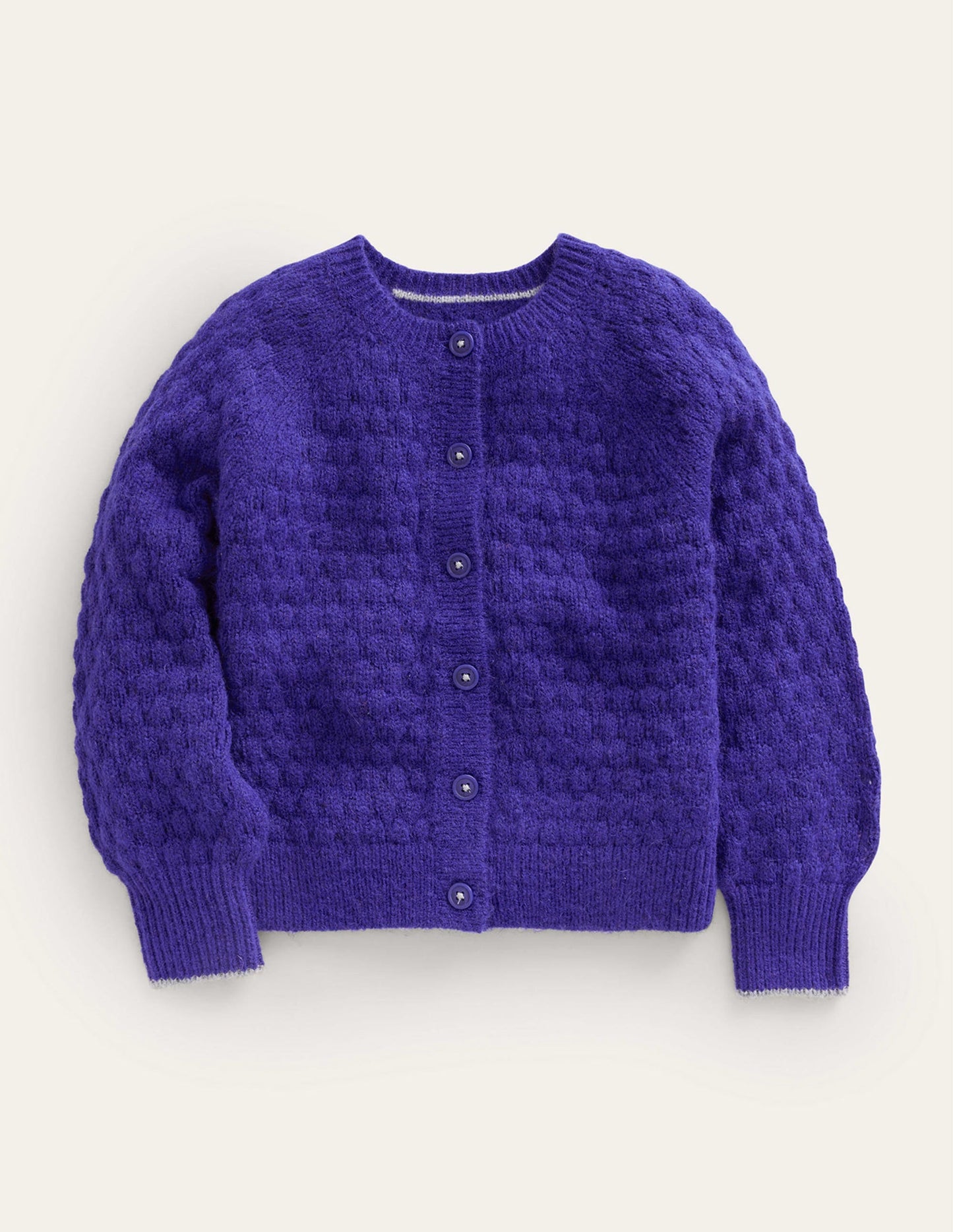 Bobble Stitch Cardigan-Bluing Blue