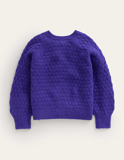 Bobble Stitch Cardigan-Bluing Blue