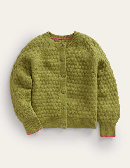 Bobble Stitch Cardigan-Starfruit Green