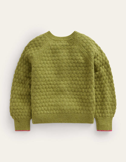 Bobble Stitch Cardigan-Starfruit Green