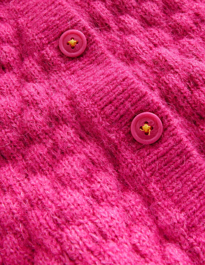 Bobble Stitch Cardigan-Mid Pink