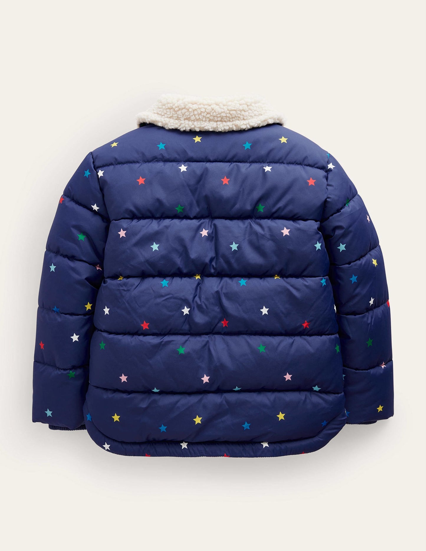 Borg Detail Padded Jacket-Navy / Multi Confetti Star
