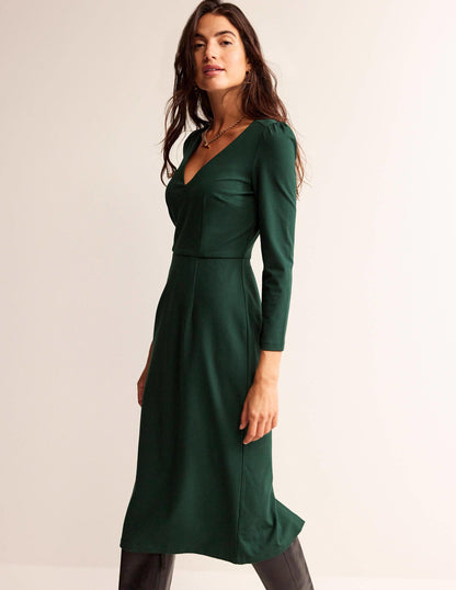 Bethany Ponte Midi Dress-Chatsworth Green