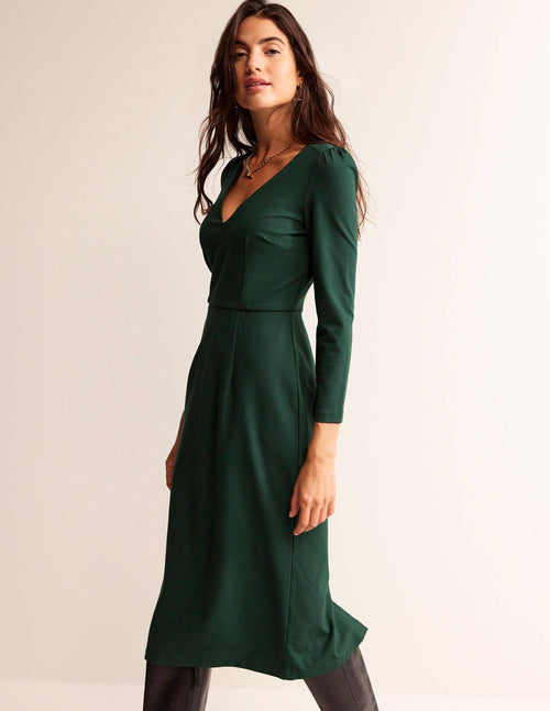 Bethany Ponte Midi Dress-Chatsworth Green
