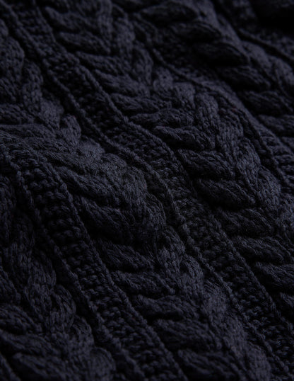 Bow-Trim Cropped Cardigan-Navy
