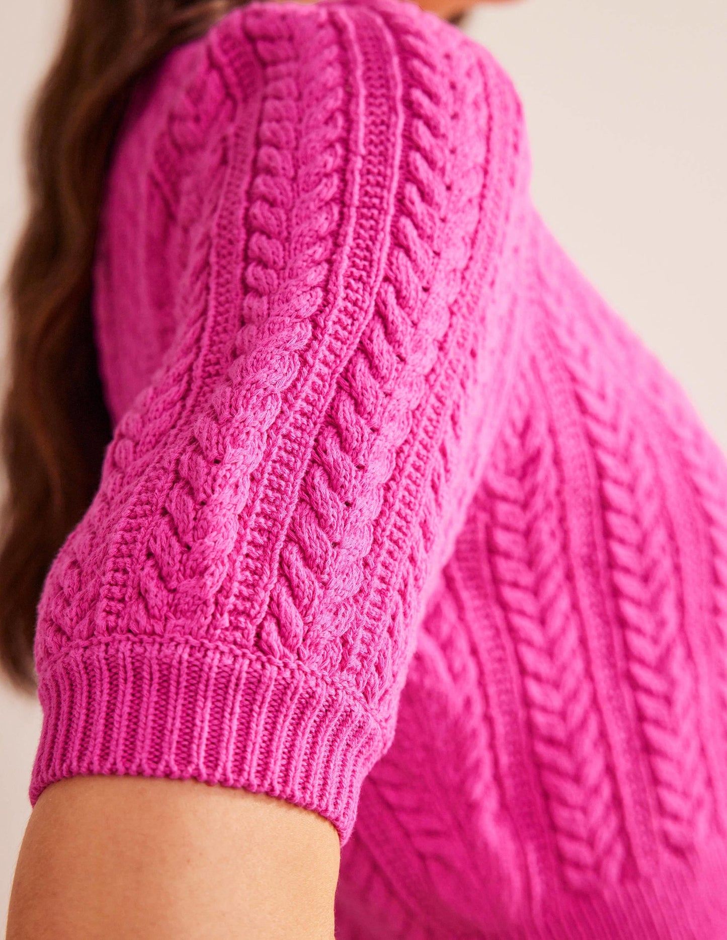 Bow-Trim Cropped Cardigan-Phlox Pink