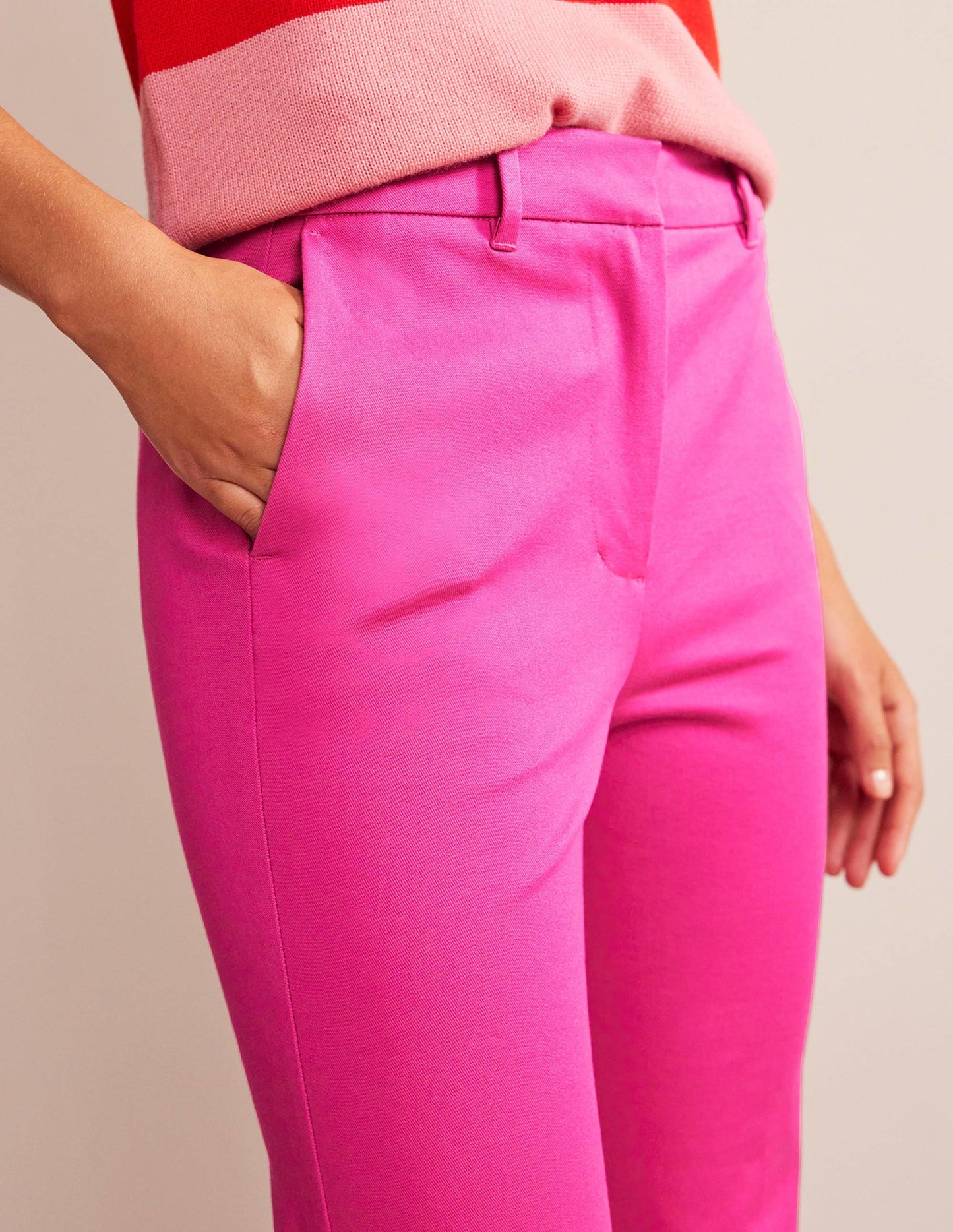 Bi-Stretch Crop Flare Pants-Magenta