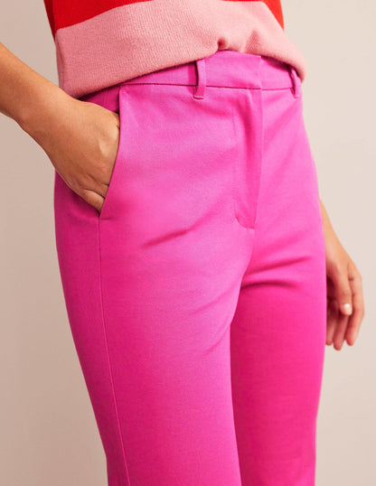 Bi-Stretch Crop Flare Pants-Magenta