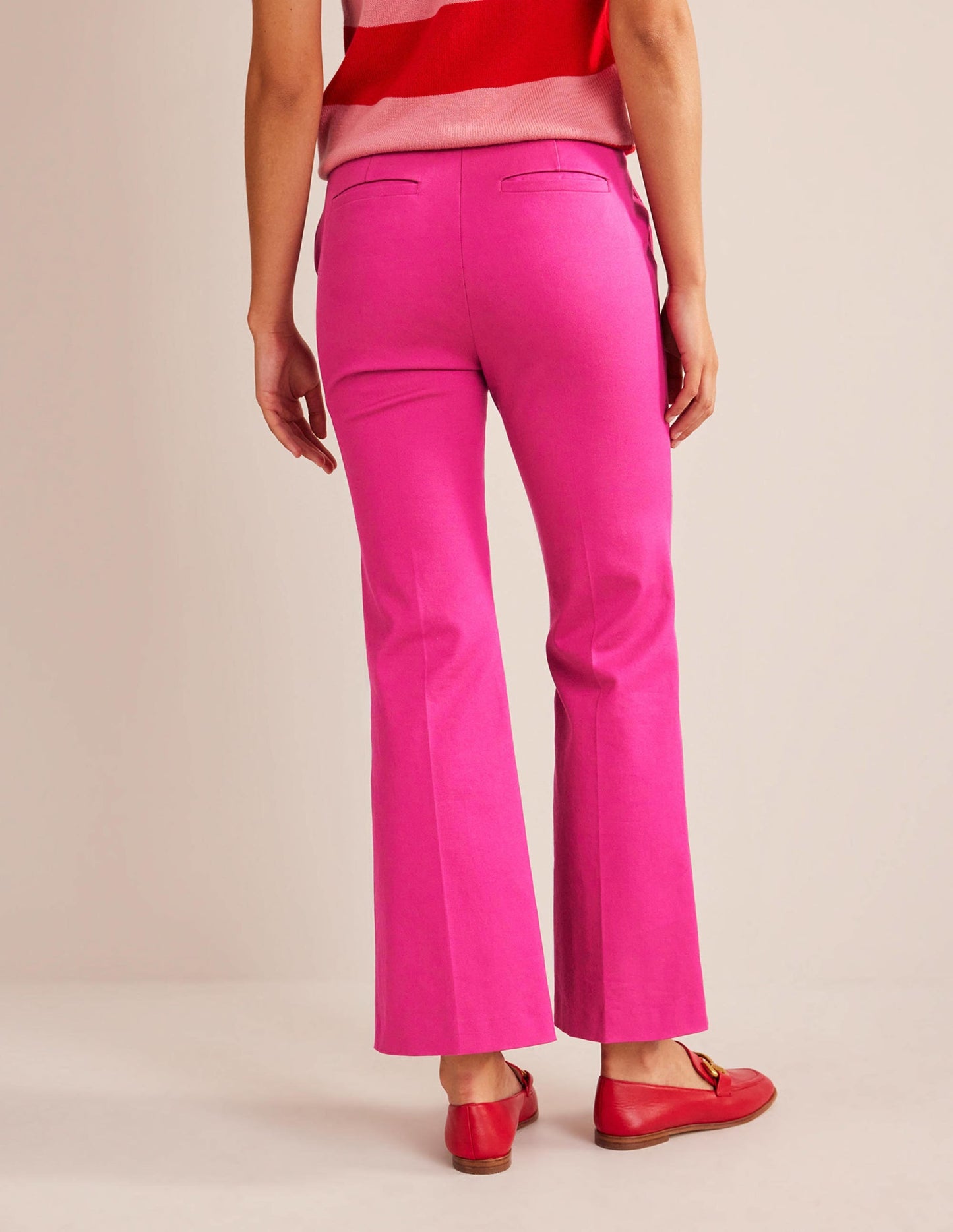 Bi-Stretch Crop Flare Pants-Magenta
