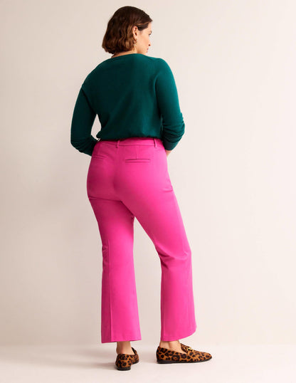 Bi-Stretch Crop Flare Pants-Magenta