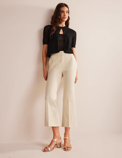 Bi-Stretch Crop Flare Pants-Dorset Cream