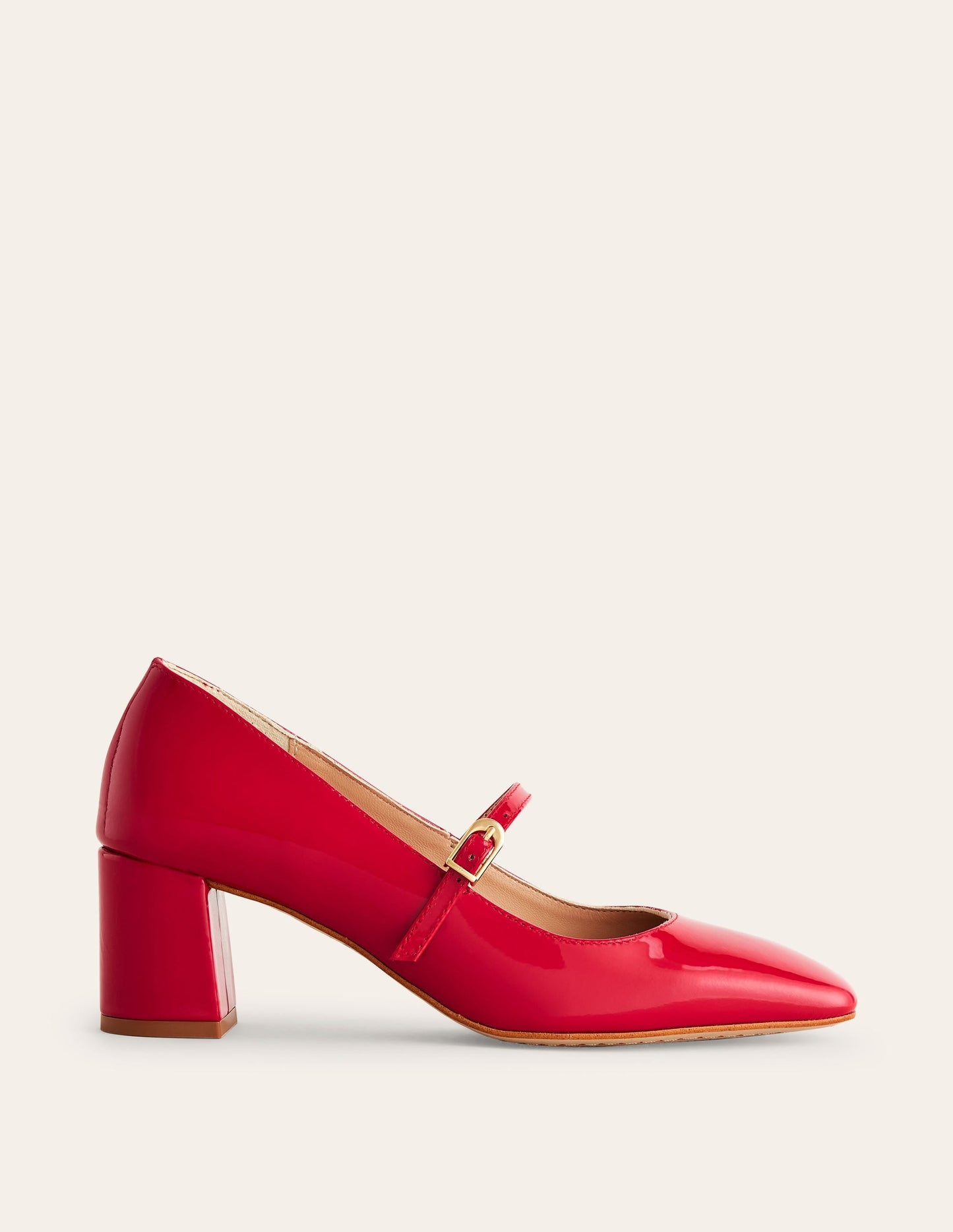 Block Heel Mary Jane-Flamenco Red Patent