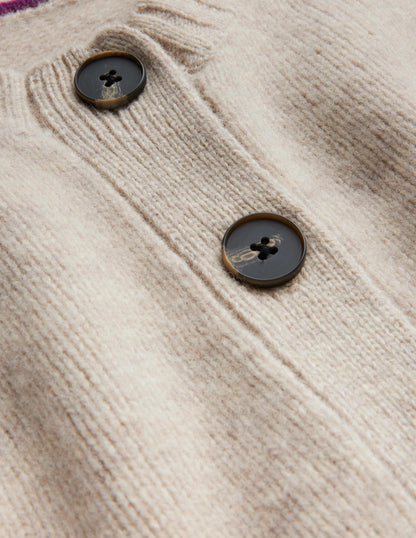 Brushed Wool Cropped Cardigan-Oatmeal Melange