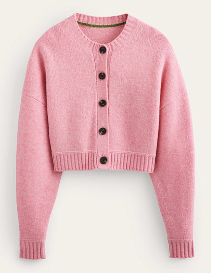 Brushed Wool Cropped Cardigan-Pink Lemonade