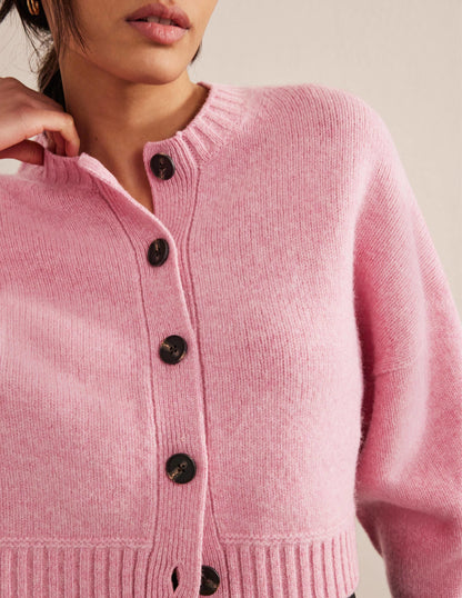 Brushed Wool Cropped Cardigan-Pink Lemonade