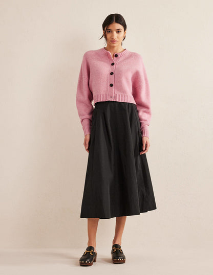 Brushed Wool Cropped Cardigan-Pink Lemonade