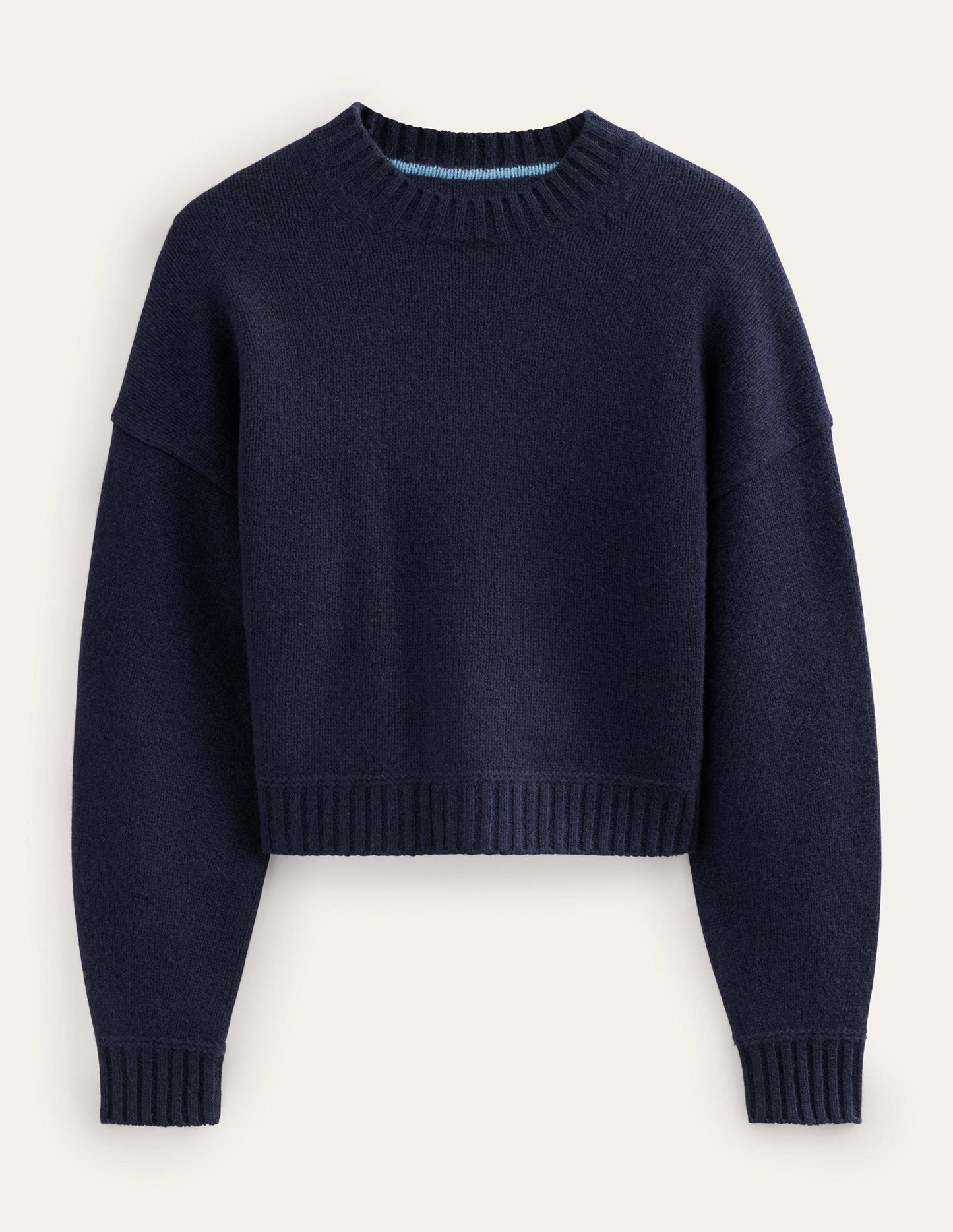 Brushed Wool Cropped Sweater-Navy