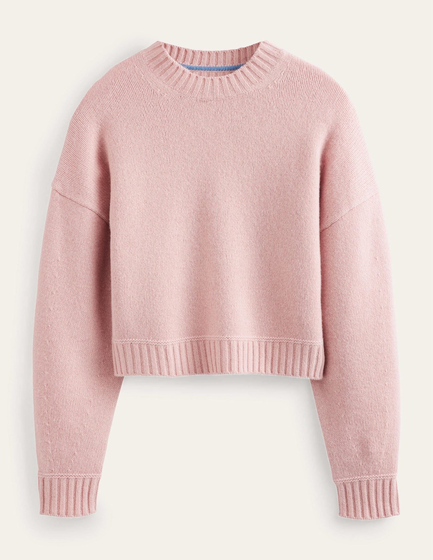 Brushed Wool Cropped Sweater-Chalky Pink