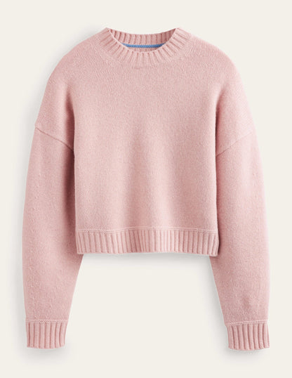 Brushed Wool Cropped Sweater-Chalky Pink