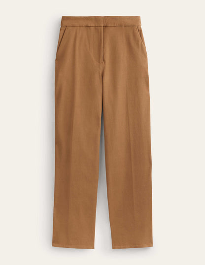 Bi-Stretch Straight Pants-Caramel Cream