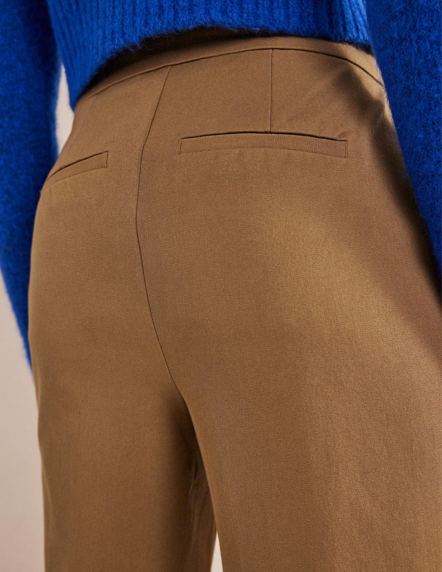 Bi-Stretch Straight Pants-Caramel Cream