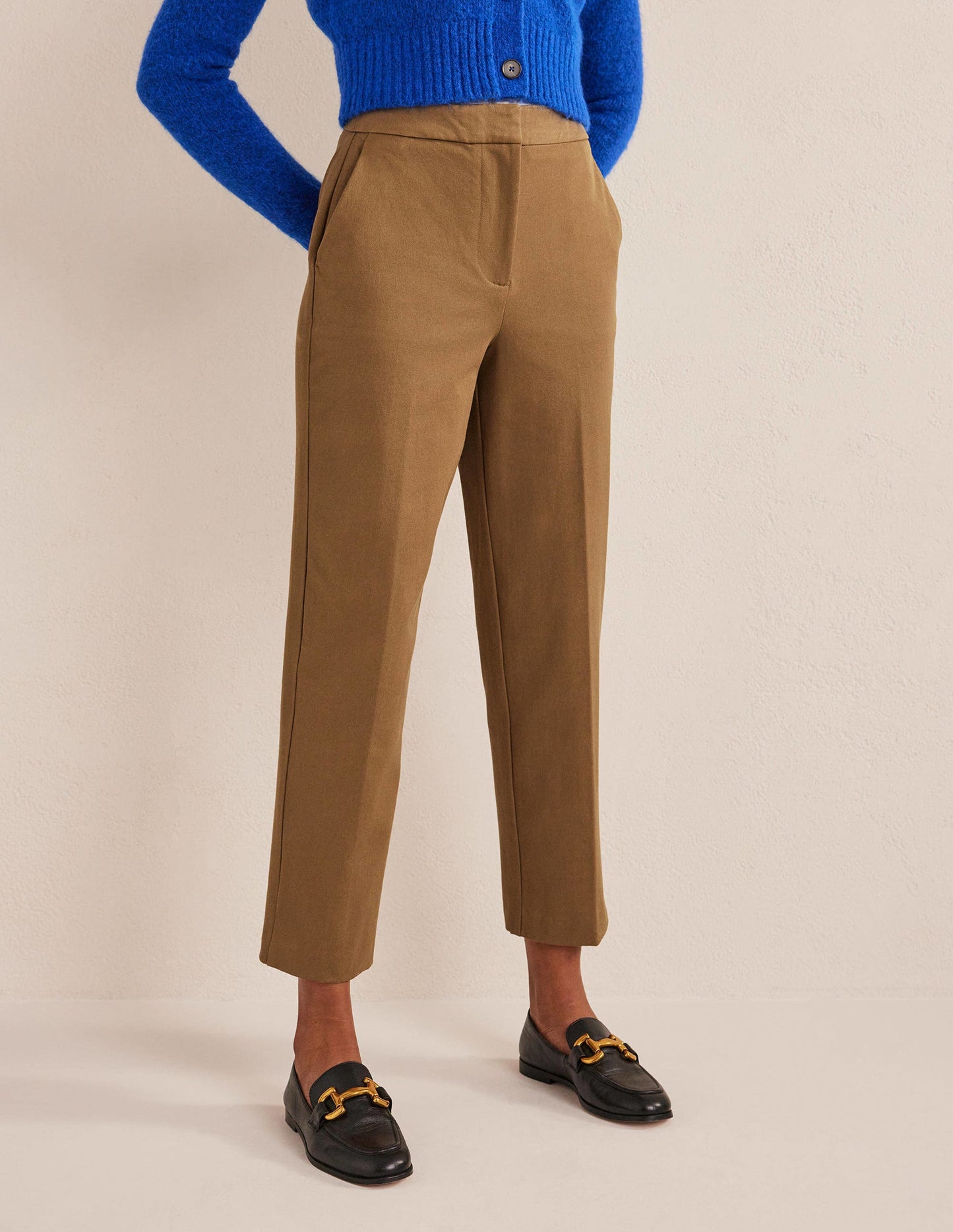 Bi-Stretch Straight Pants-Caramel Cream