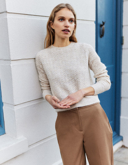 Bi-Stretch Straight Pants-Caramel Cream
