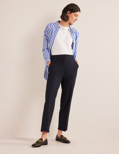 Bi-Stretch Straight Pants-Navy