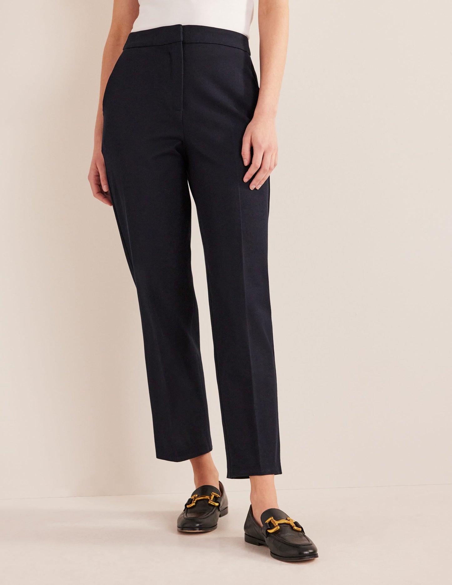 Bi-Stretch Straight Pants-Navy