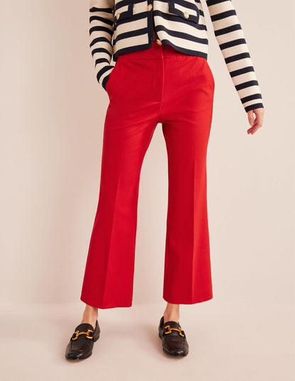 Bi-Stretch Crop Flare Pants-Pillarbox Red