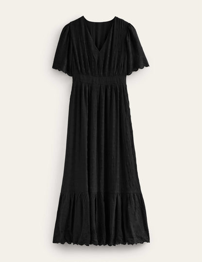 Broderie Maxi Dress-Black