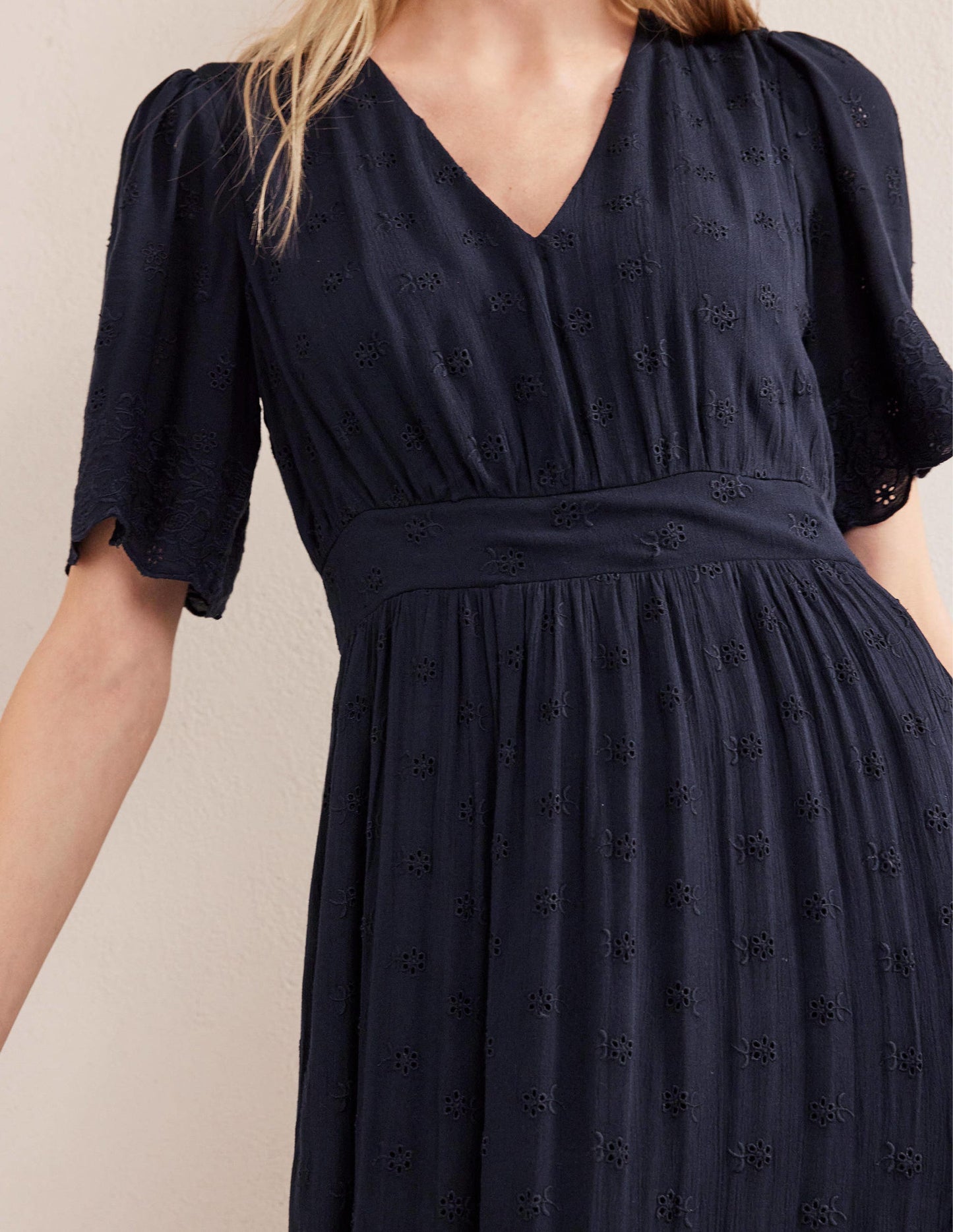 Broderie Maxi Dress-True Navy