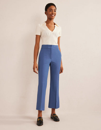 Bi-Stretch Crop Flare Pants-True Blue