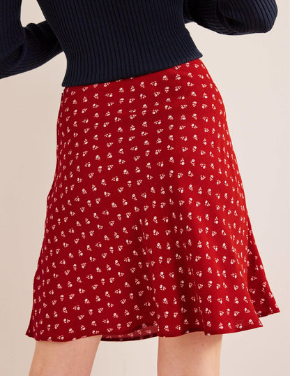 Bias Crepe Mini Skirt-Poinsettia, Sweet Daisy