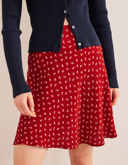 Bias Crepe Mini Skirt-Poinsettia, Sweet Daisy