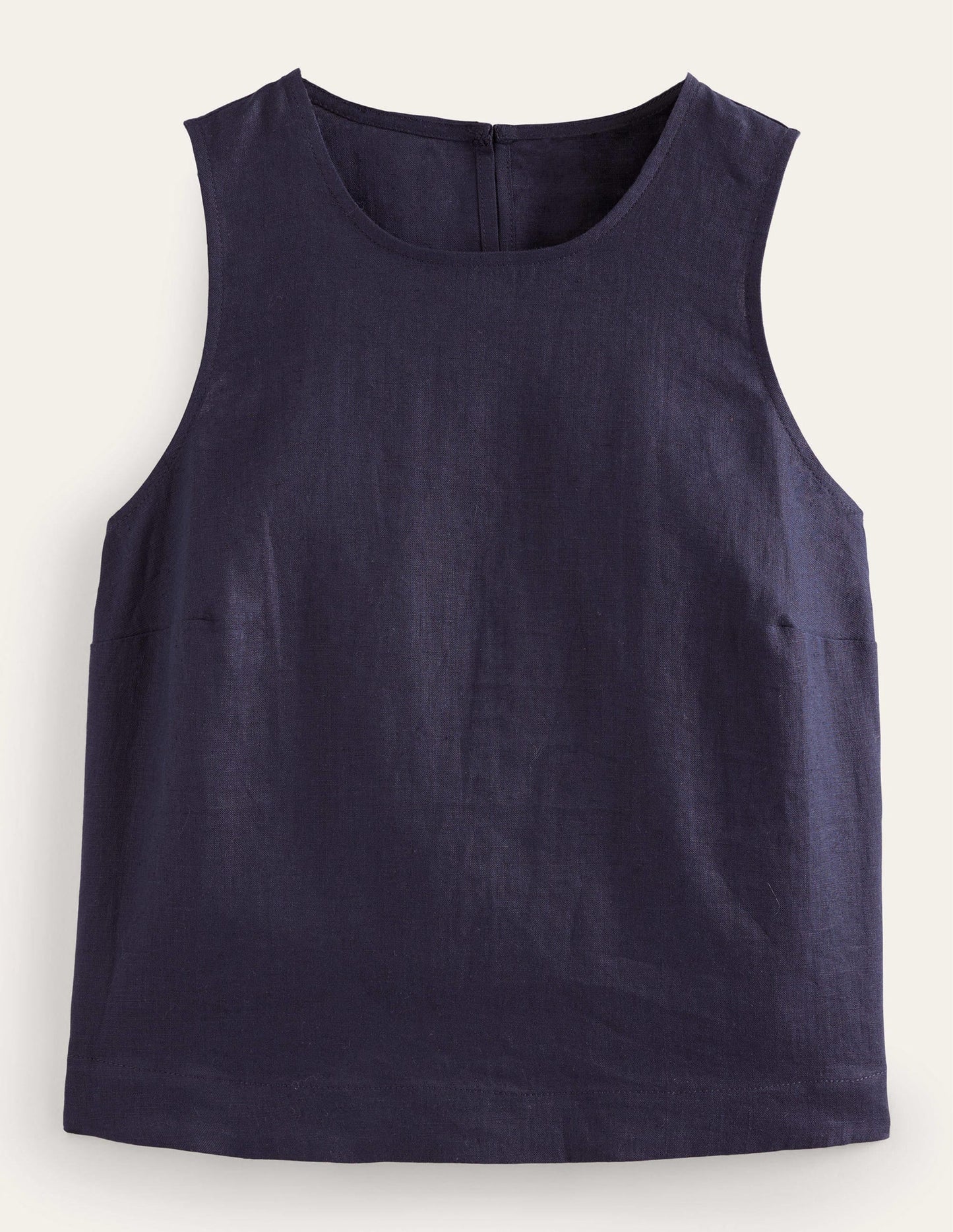 Boxy Linen Shell Top-Navy