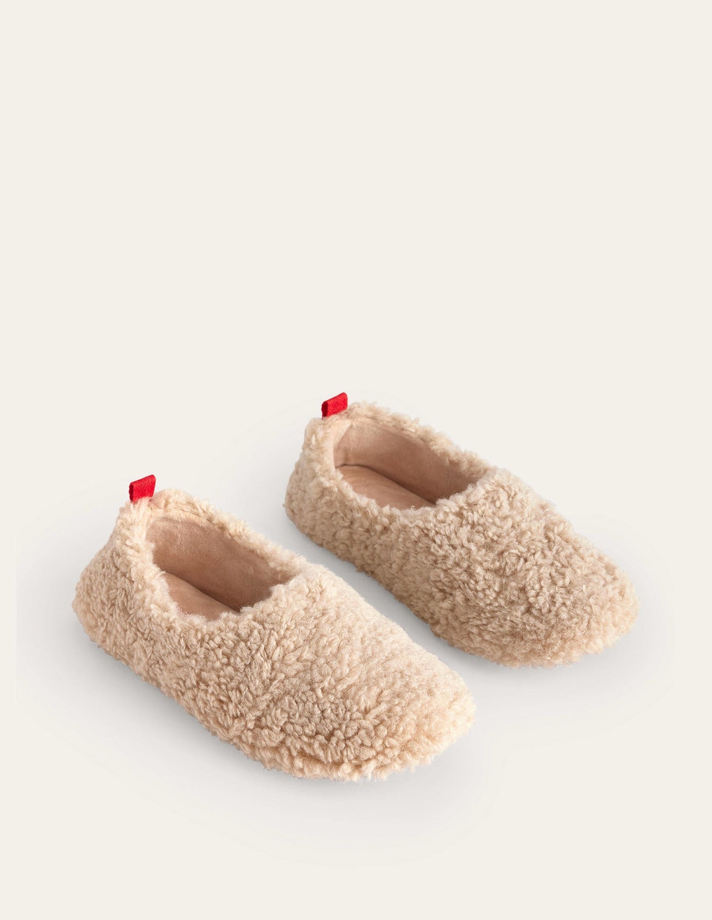 Borg Ballerina Slippers-Natural Borg