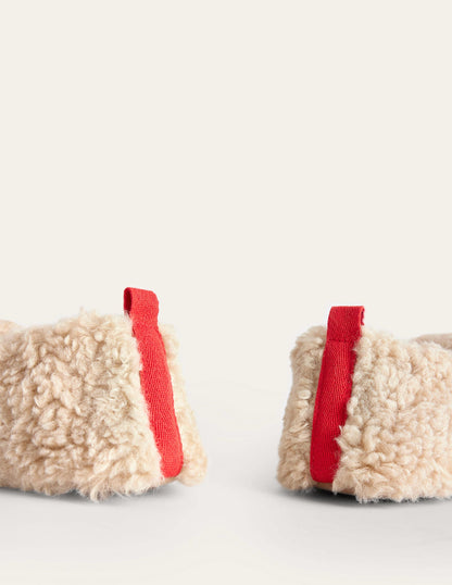 Borg Ballerina Slippers-Natural Borg