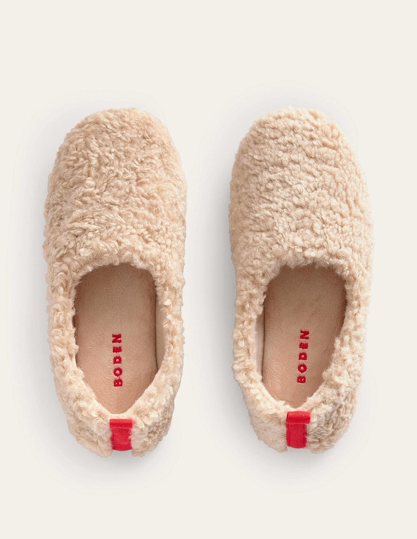 Borg Ballerina Slippers-Natural Borg