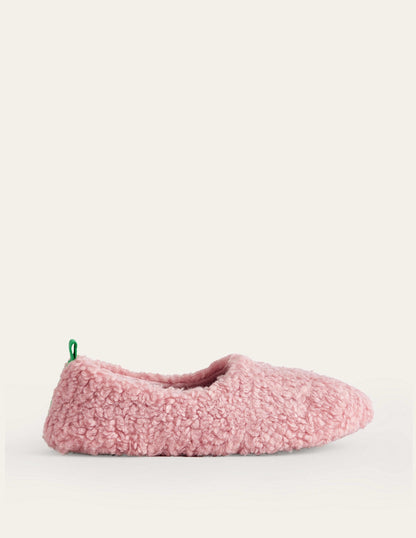 Borg Ballerina Slippers-Pink