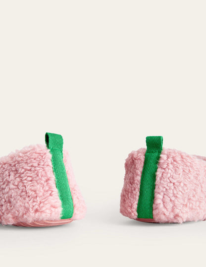 Borg Ballerina Slippers-Pink