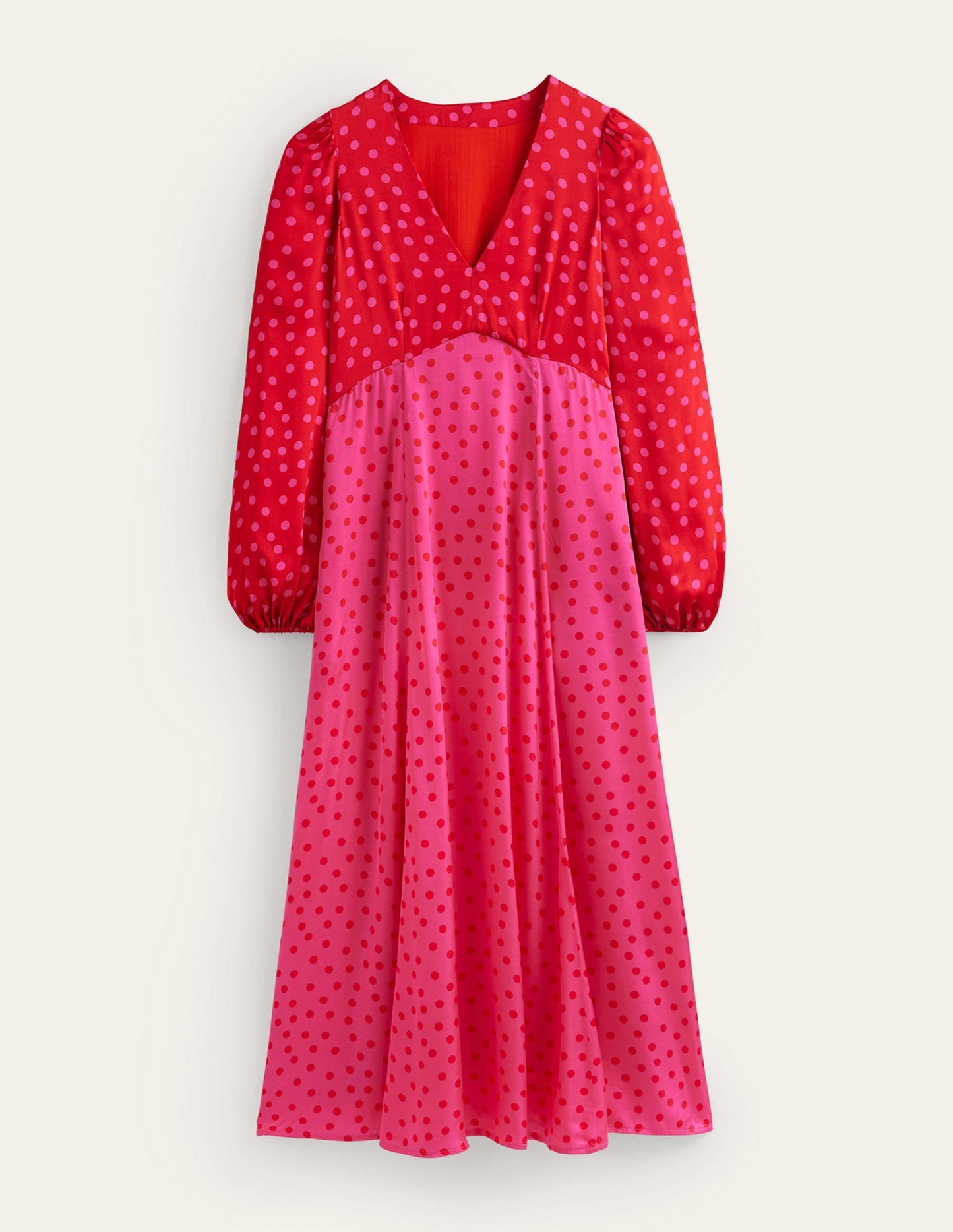 Blouson Sleeve Midi Tea Dress-Salsa, Dotty Spot