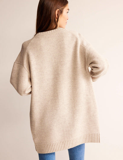 Brushed Wool Coatigan-Oatmeal Melange