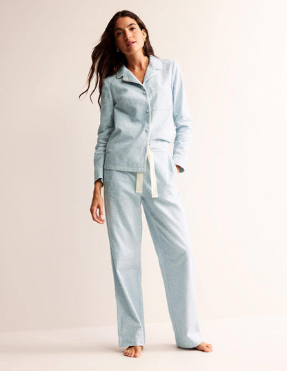 Brushed Cotton Pajama Pants-Surf, Spaced Dotty
