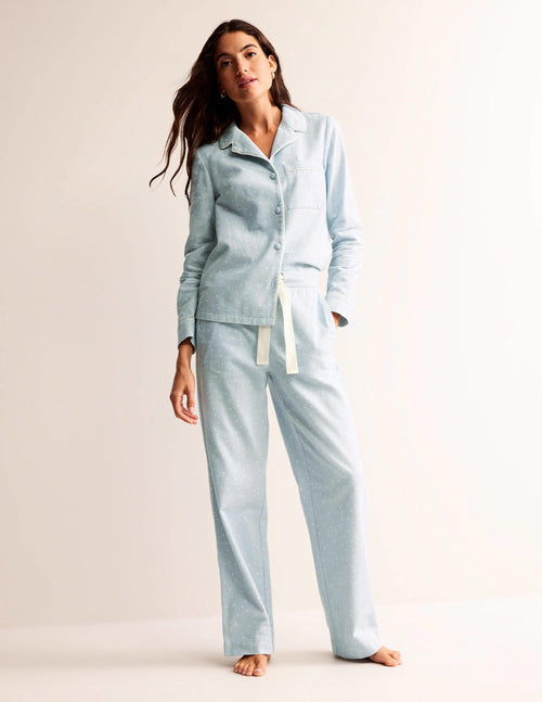 Brushed Cotton Pajama Pants-Surf, Spaced Dotty