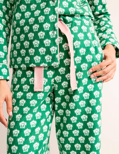 Brushed Cotton Pajama Pants-Veridian Green, Lily