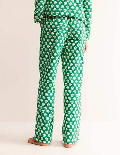 Brushed Cotton Pajama Pants-Veridian Green, Lily