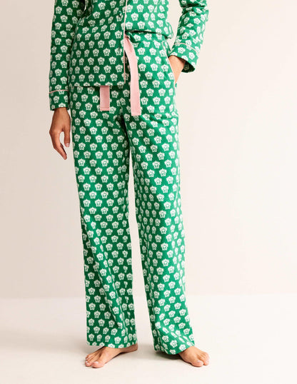 Brushed Cotton Pajama Pants-Veridian Green, Lily