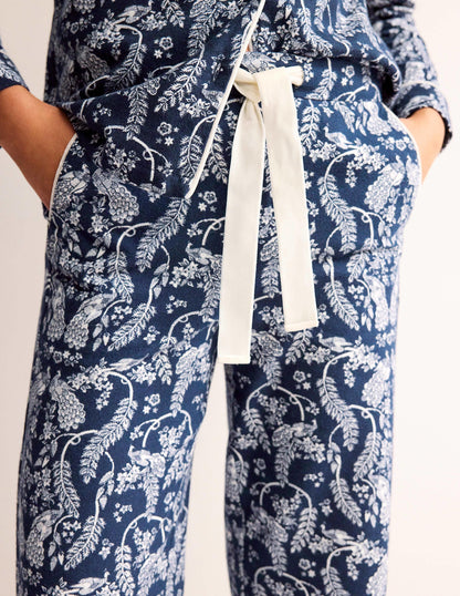 Brushed Cotton Pajama Pants-French Navy, Peacock