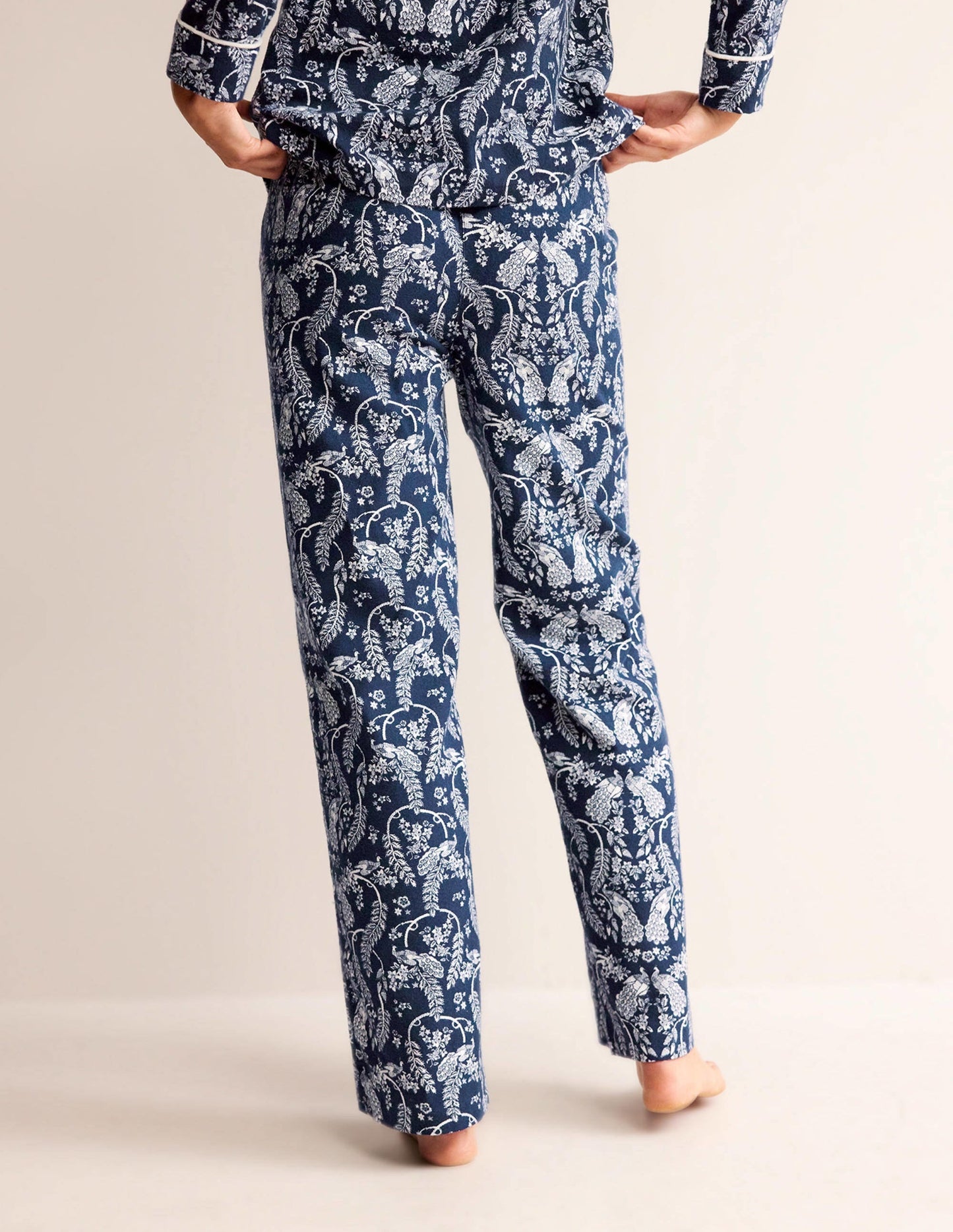 Brushed Cotton Pajama Pants-French Navy, Peacock